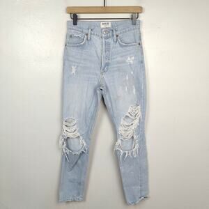 Agolde Jamie High Rise‎ Classic Jeans Womens 26 Ever More Light Wash DIstressed